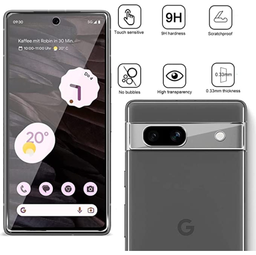 KEEGUARD Tempered Glass Screen Protector for Google Pixel 7a 5g 2023 + Camera Lens Protector Google Pixel 7A