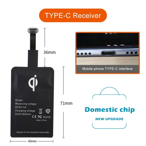 USB-C Type-C Qi Wireless Charging Receiver For Android Phone USB 3.1