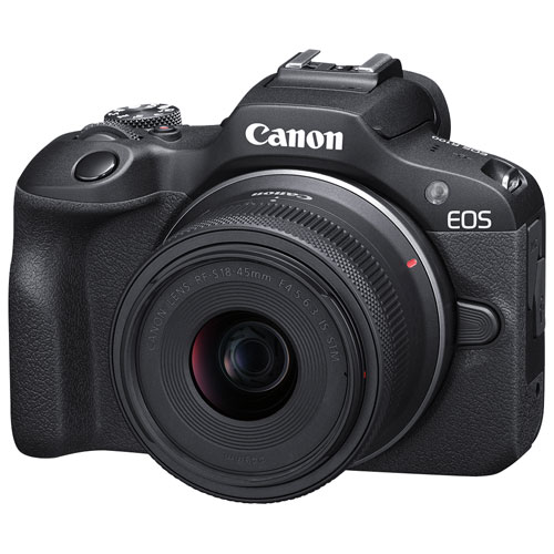 Appareil photo sans miroir EOS R100 de Canon avec objectif 18-45 mm IS STM