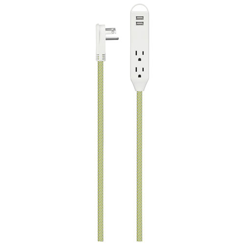 Insignia 6 ft. 3-Outlet 2-USB Power Strip - Green - Only at Best Buy