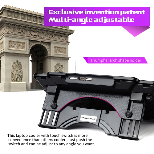 navor Laptop Cooling Pad with Quiet Fans for 10”-15.6” Laptop/Notebook, Cooling Mat Stable Stand, Adjustable Height, with USB Interface for Desk/Lap