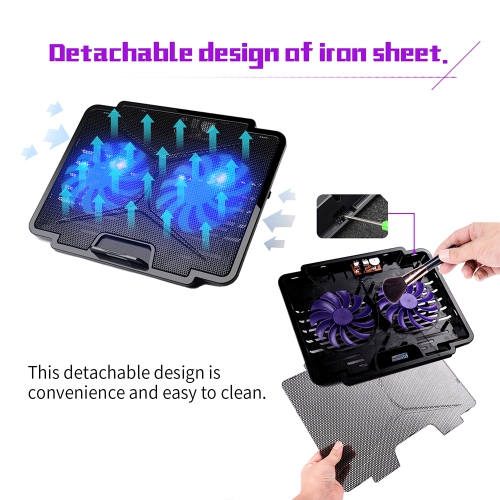 navor Laptop Cooling Pad with Quiet Fans for 10”-15.6” Laptop/Notebook, Cooling Mat Stable Stand, Adjustable Height, with USB Interface for Desk/Lap