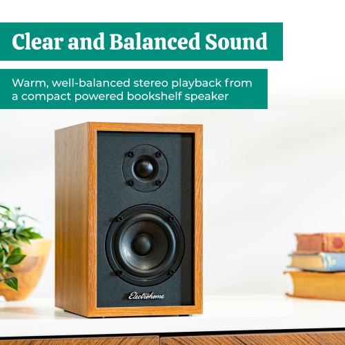 Electrohome Berkeley 2.0 Stereo Powered Bookshelf Speakers with Built-in Amplifier, 3" Drivers, Bluetooth 5, RCA/Aux