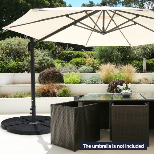 Gymax Patio 4PCS 185lbs Heavy Duty Cantilever Offset Umbrella Base Stand Water Outdoor