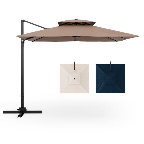 Gymax Patio 9.5FT Square Cantilever Offset Umbrella Double Vented 360° Heavy Duty