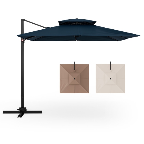 Gymax Patio 9.5FT Square Cantilever Offset Umbrella Double Vented 360° Heavy Duty