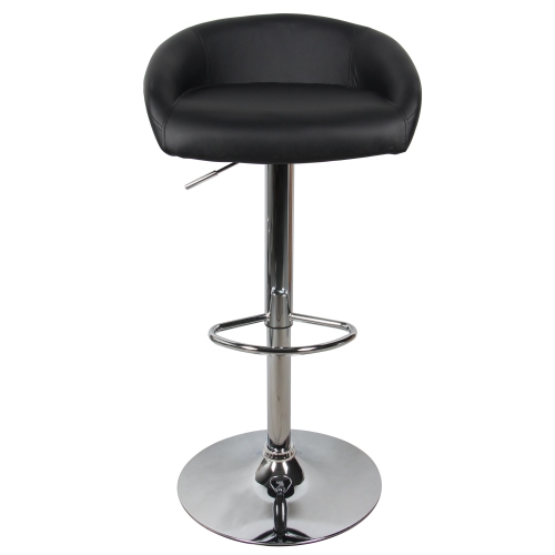 Barstools Swivel Height Adjustable Black PU Leather Bar Stool Pub Chair with Back & Footrest, Contemporary Style ,Supports up to 250 lb - Black