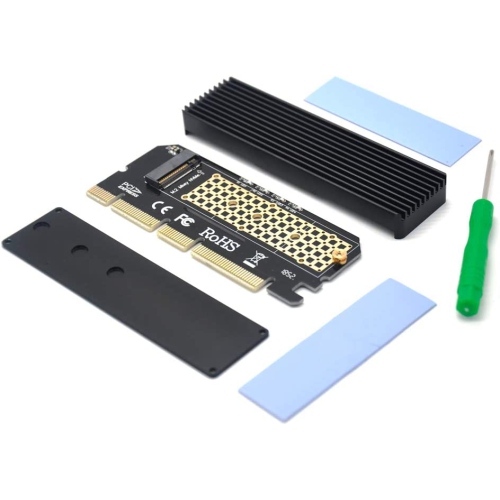 NVME Adapter PCIe x16 with Heat Sink, M.2 SSD Key M to PCI Express Expansion Card, Support PCIe x4 x8 x16
