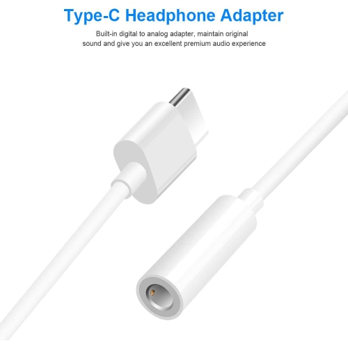 USB C to AUX, USB C Headphone Adapter, USB C to 3.5mm Audio Adapter, USB C to Headphone Jack Compatible