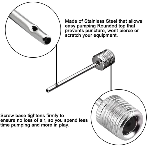 Aiguille de gonflage pour pompe à ballons en acier inoxydable