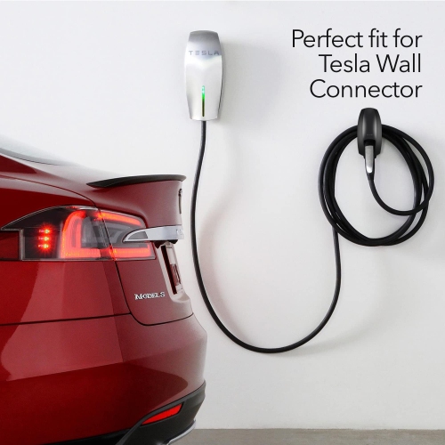 Support mural et support de chargeur de câble compatible avec le connecteur mural Tesla - accessoire de protection pour votre chargeur Tesla (Noir)