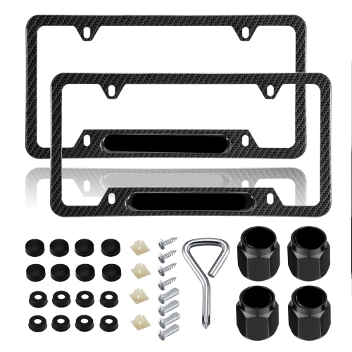 2PCS Black License Plate Frames Compatible with CA Car, Car License Plate Bracket Holder, Premium Aluminum Alloy Weather Proof License Plate Covers