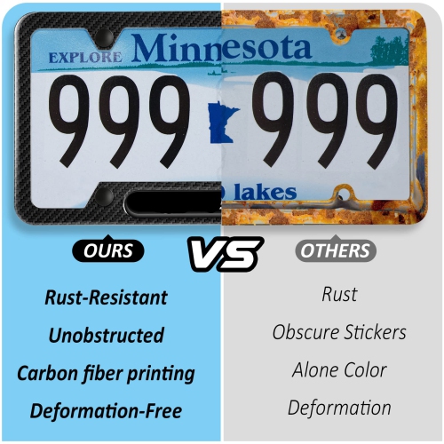 2PCS Black License Plate Frames Compatible with CA Car, Car License Plate Bracket Holder, Premium Aluminum Alloy Weather Proof License Plate Covers