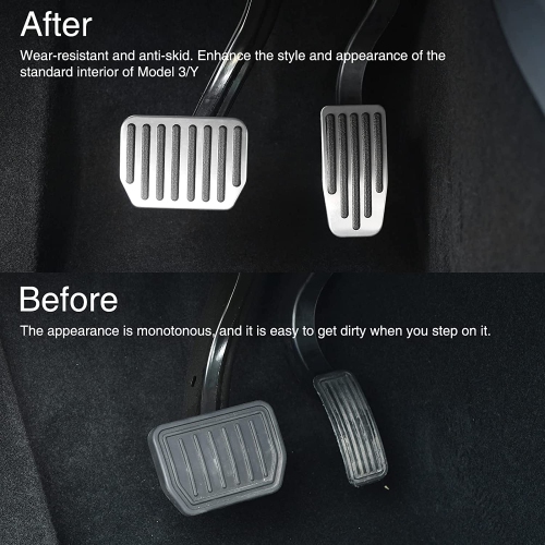 Foot Pedal Pads Set for Tesla Model 3 Model Y, Non-Slip Performance Aluminum Car Accessories Brake & Accelerator Pedal Covers for Model 3/Y