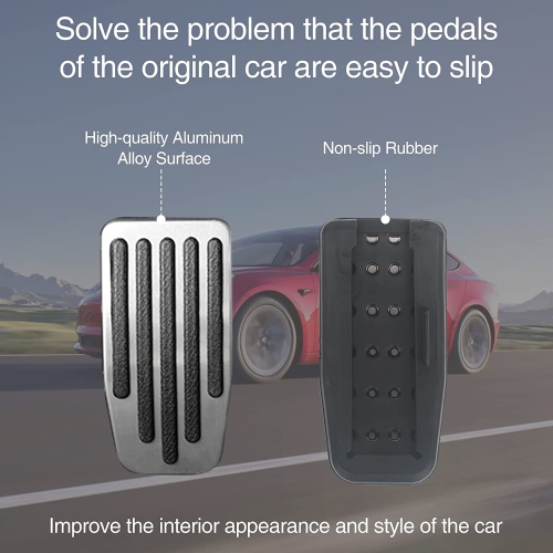 Foot Pedal Pads Set for Tesla Model 3 Model Y, Non-Slip Performance Aluminum Car Accessories Brake & Accelerator Pedal Covers for Model 3/Y