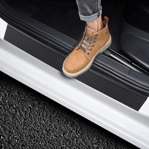 4PCS Car Door Sill Protector, Carbon Fiber Car Door Step Threshold Protective Covers, Door Sill Scuff Plate Cover