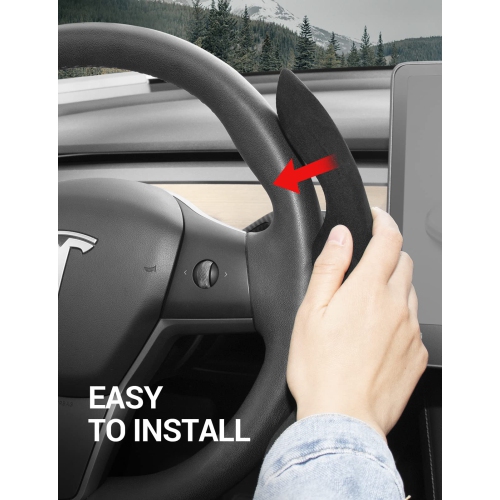 Tesla Model 3 Model Y Steering Wheel Cover ABS Steering Wheel Wrap Protector Anti-Slip Interior Accessories Flocking Black