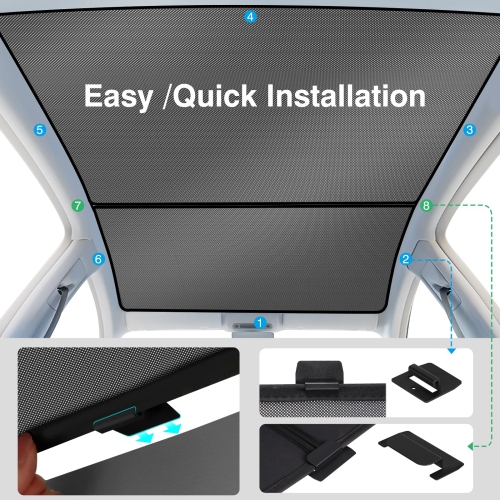 Tesla Model Y Sunshade Roof Sunroof Shade for Tesla Model Y Accessories 2023-2020, Black