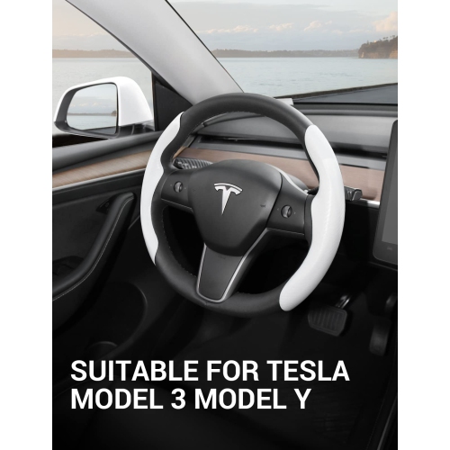 Tesla Model 3 Model Y Steering Wheel Cover Steering Wheel Wrap Protector Anti-Slip Interior Accessories White