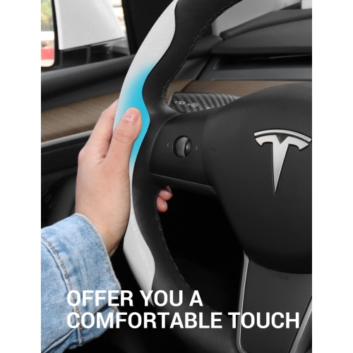 Tesla Model 3 Model Y Steering Wheel Cover Steering Wheel Wrap Protector Anti-Slip Interior Accessories White
