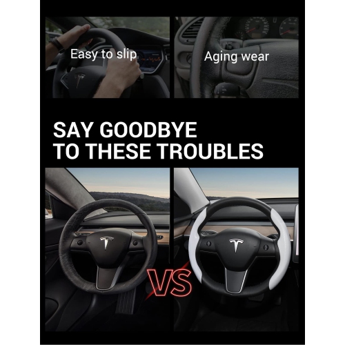 Tesla Model 3 Model Y Steering Wheel Cover Steering Wheel Wrap Protector Anti-Slip Interior Accessories White