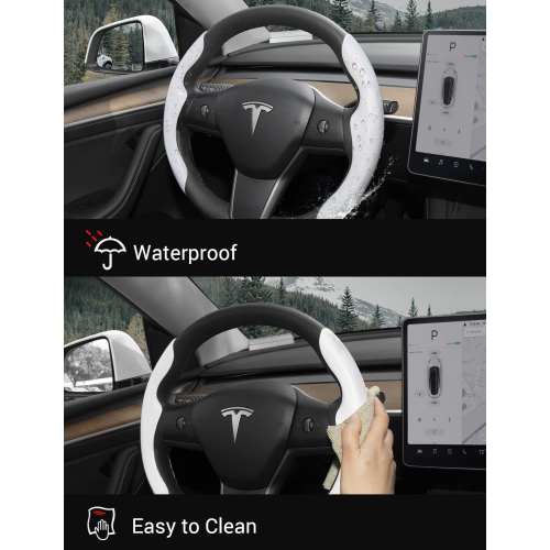 Tesla Model 3 Model Y Steering Wheel Cover Steering Wheel Wrap Protector Anti-Slip Interior Accessories White