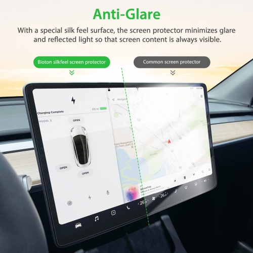Silkfeel Glass Screen Protector designed for Tesla Model 3 / Y Center Control Touchscreen Automatic Alignment Anti Glare 9H Hardness