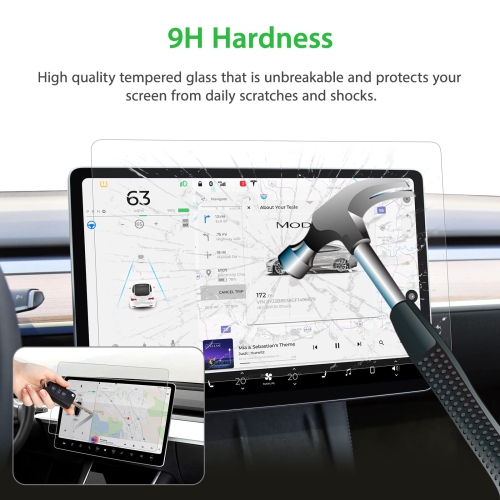 Silkfeel Glass Screen Protector designed for Tesla Model 3 / Y Center Control Touchscreen Automatic Alignment Anti Glare 9H Hardness