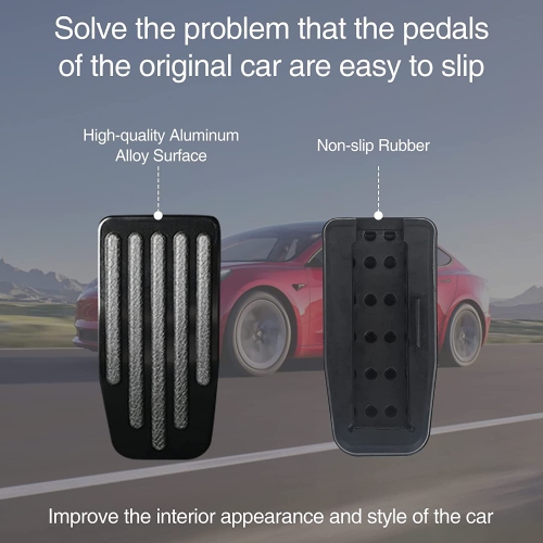 Foot Pedal Pads Set for Tesla Model 3 Model Y, Non-Slip Performance Aluminum Car Accessories Brake & Accelerator Pedal Covers for Model 3/Y