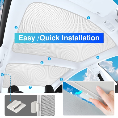 Tesla Model 3 Sunshade Roof, Sunroof Roof Sunshade for Tesla Model 3 Accessories 2023-2020, Beige