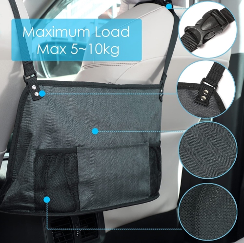 Car Net Pocket Handbag Holder, Car Purse Holder, Car Mesh Organizer Pouch Bag, Front Seat Storage, Barrier of Pet Kids