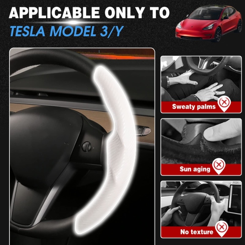 Carbon Fiber Steering Wheel Cover for Tesla Model 3 2017-2023and Model Y 2020-2023?Tesla Steering Wheel Accessories, Non-Slip and Breathable