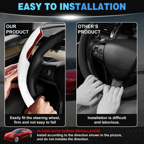 Carbon Fiber Steering Wheel Cover for Tesla Model 3 2017-2023and Model Y 2020-2023?Tesla Steering Wheel Accessories, Non-Slip and Breathable