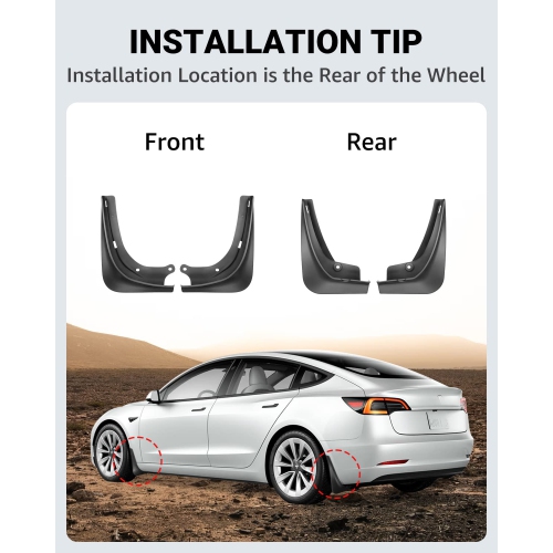 Tesla Model 3 Mud Flaps Splash Guards Summer Vehicle Sediment Protection 2016-2023(Set of 4)