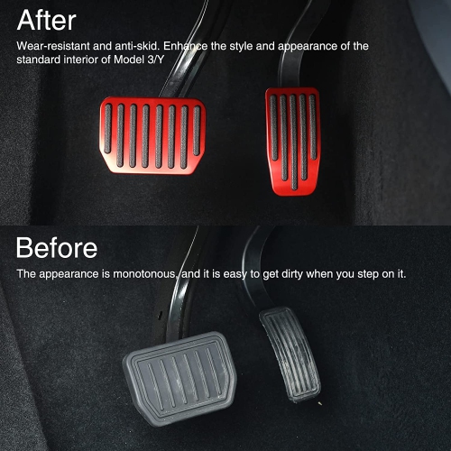 Foot Pedal Pads Set for Tesla Model 3 Model Y, Non-Slip Performance Aluminum Car Accessories Brake & Accelerator Pedal Covers for Model 3/Y