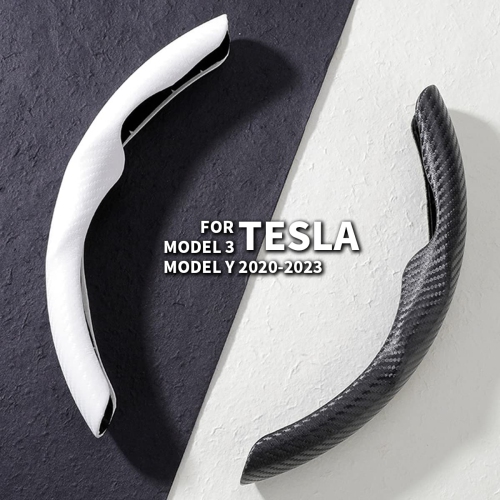 Carbon Fiber Steering Wheel Cover for Tesla Model 3 2017-2023/ Model Y 2020-2023, Car Steer Wheel Cover Protector Anti-Slip Interior Tesla Accessories