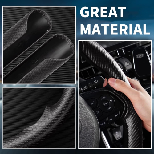 Carbon Fiber Steering Wheel Cover for Tesla Model 3 2017-2023/ Model Y 2020-2023, Car Steer Wheel Cover Protector Anti-Slip Interior Tesla Accessories