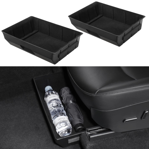 2PCS Tesla Model Y Under Seat Storage Box Organizer Hidden Tray Underseat Bins Storage Accessories 2020 2021 2022 2023