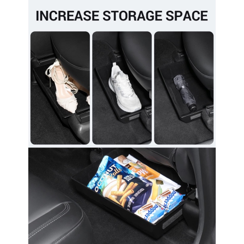 2PCS Tesla Model Y Under Seat Storage Box Organizer Hidden Tray Underseat Bins Storage Accessories 2020 2021 2022 2023