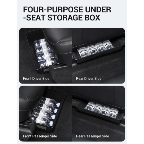 2PCS Tesla Model Y Under Seat Storage Box Organizer Hidden Tray Underseat Bins Storage Accessories 2020 2021 2022 2023