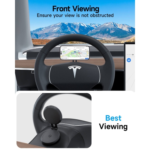Tesla Phone Mount, MagSafe Car Mount for Model 3 Y, Foldable Hidden Magnetic Fit iPhone 14 13 12 Series and All Phone, Accessories, Y Black1