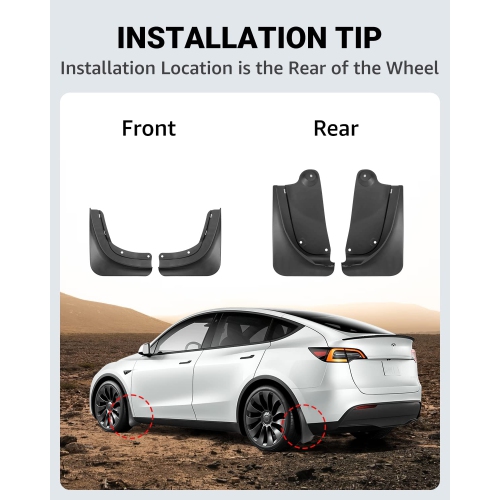 Tesla Model Y Mud Flaps Splash Guards Summer Vehicle Sediment Protection No Need to Drill Holes(Set of 4)