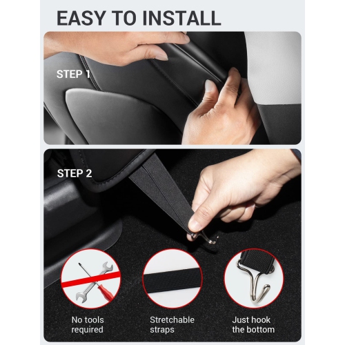 Tesla Model Y Model 3 Model S Model X LR/Plaid Leather Seat Back Kick Protectors Kick Mats Black Set of 2