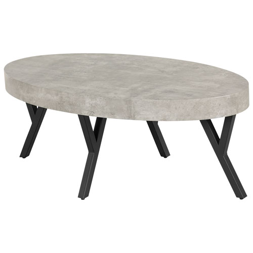 City Life Contemporary Oval Coffee Table - Concrete Grey