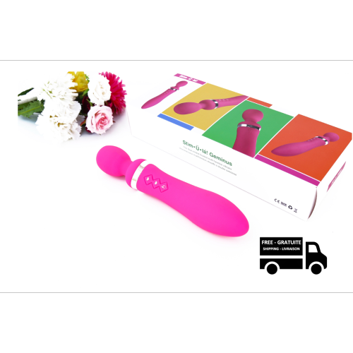 Stimula Geminus The Original Rechargeable Heated Double Ended Vibrator Massager with 10 Variable Functions Delivered in Discreet Packaging Pink