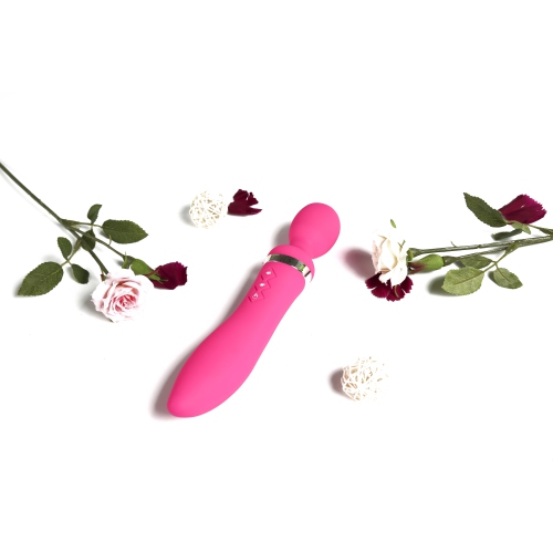 Stimula Geminus - vibromasseur chauffant à double extrémité original avec 10 fonctions variables fournies dans un emballage discret - Rose