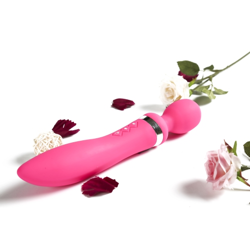 Stimula Geminus - vibromasseur chauffant à double extrémité original avec 10 fonctions variables fournies dans un emballage discret - Rose