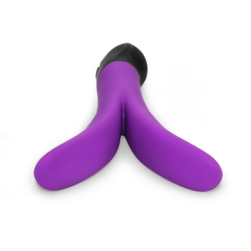 Vibromasseur magnétique rechargeable unisexe en forme de V avec 10 fonctions variables offert dans un emballage discret de Stimula V-Joy