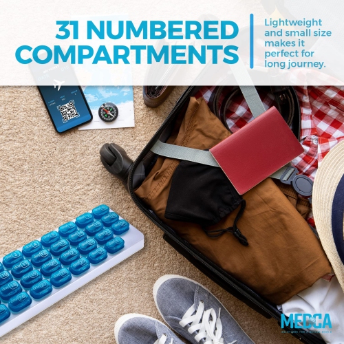 Monthly Pill Organizer - 31 Day Pill Organizer with Large Removable Medication Pods, Portable Pill Case Box and Holder for Daily Medicine and