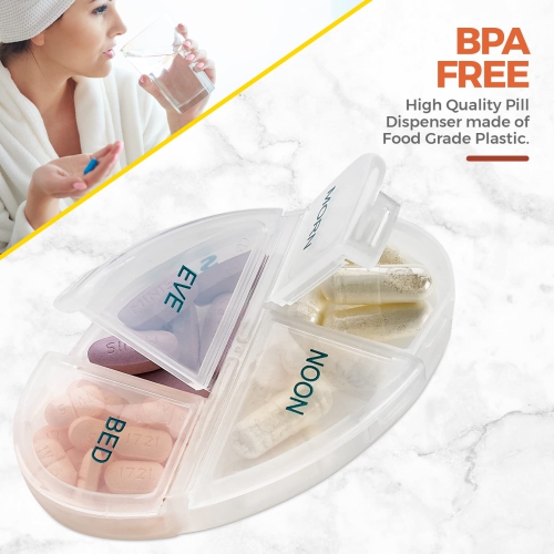 MEDca Weekly Pill Organizer, Pack of 2 Dispensers, 7 Stackable Compartments Four Times-a-Day - Morning, Noon, Evening, and Bedtime, Grey